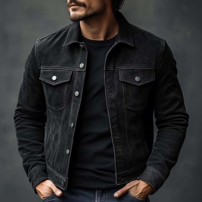 Men's Casual Lapel Suede Jacket 9877927493816