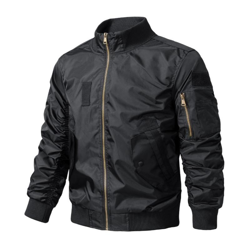 Men's Casual Stand Collar Zipper Multi-pocket Work Bomber Jacket 9261088800952