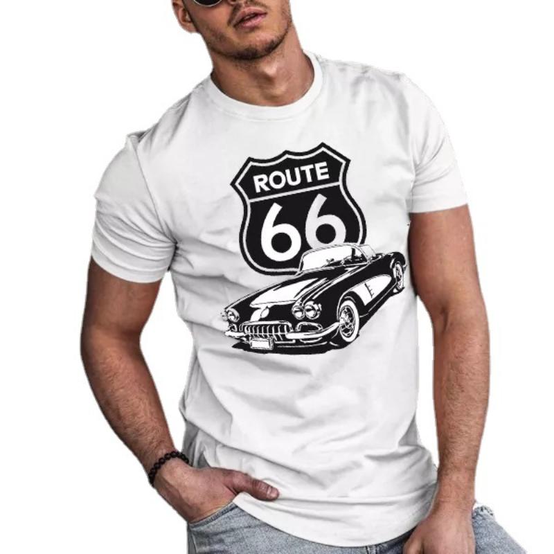 Men's Casual Route 66 Crew Neck Short Sleeve T-Shirt 9261144834232
