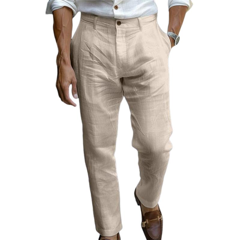 Men's Linen Button Solid Color Breathable Pants 9271921017016