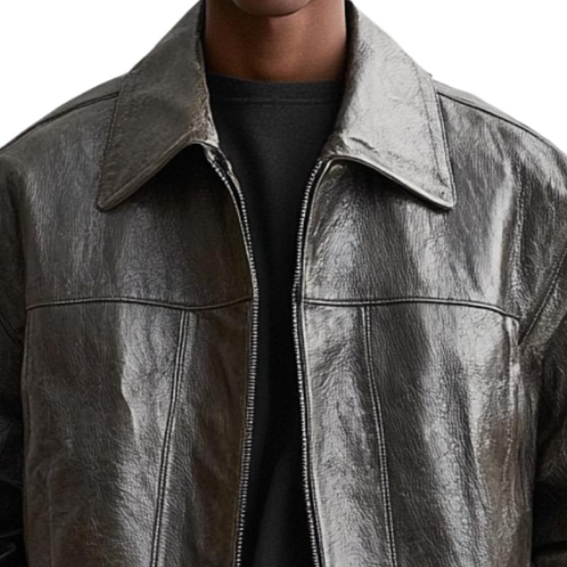 Men's Vintage Loose Lapel Leather Jacket 9884640280760