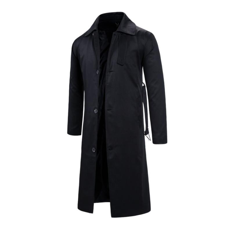 Men's Retro Classic Lapel Single Breasted Belt Long Trench Coat 9261105152184