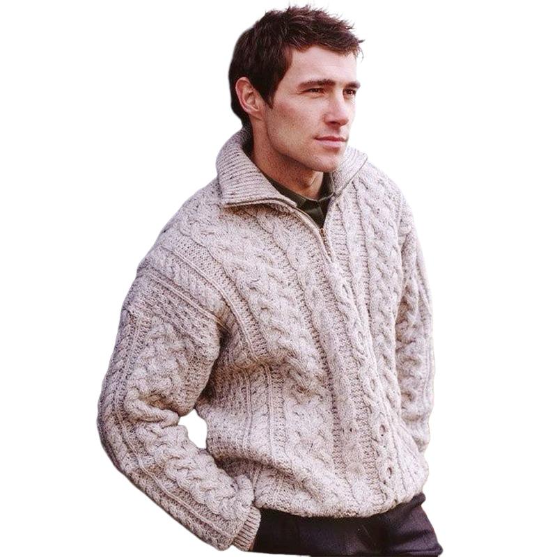 Men's Vintage Half Zip Jacquard Pullover Sweater 9262181351608