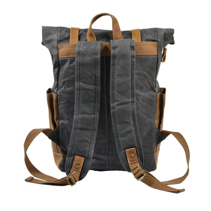 Herren-Rucksack aus wasserdichtem Canvas mit mehreren Taschen im Vintage-Stil, Kontrastfarbe 05291124Y