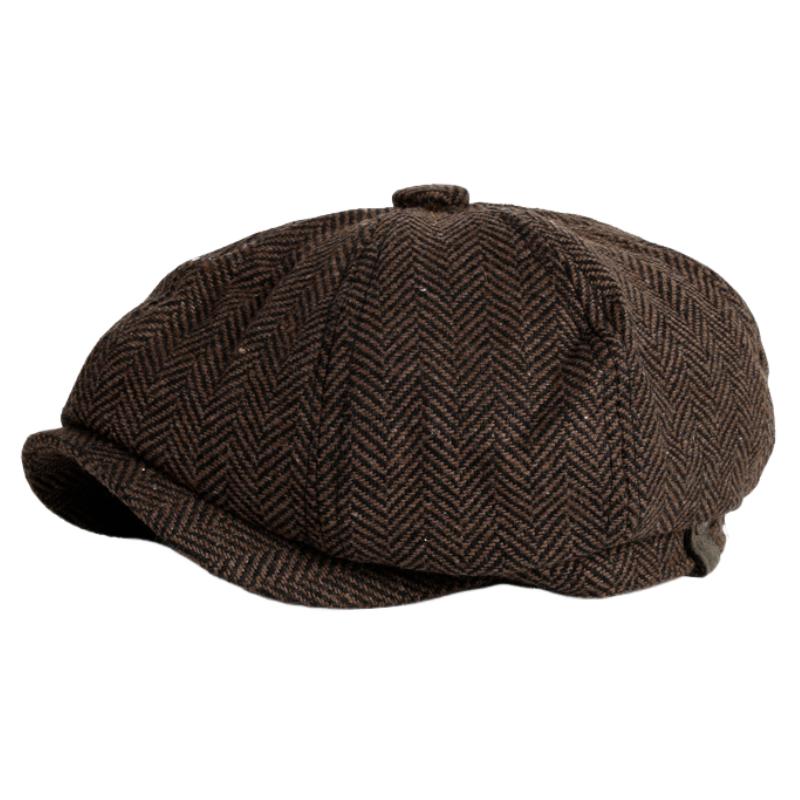 Men's Vintage Herringbone Woolen Beret 9877927559352