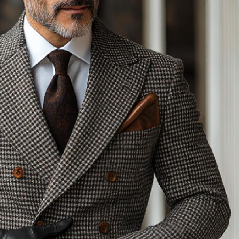 Men's Retro Casual Houndstooth Blazer 9273156305080