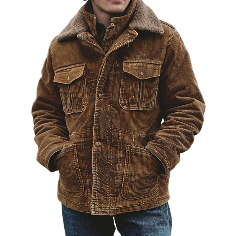 Men's Vintage Corduroy Double Collar Jacket 9261096075448