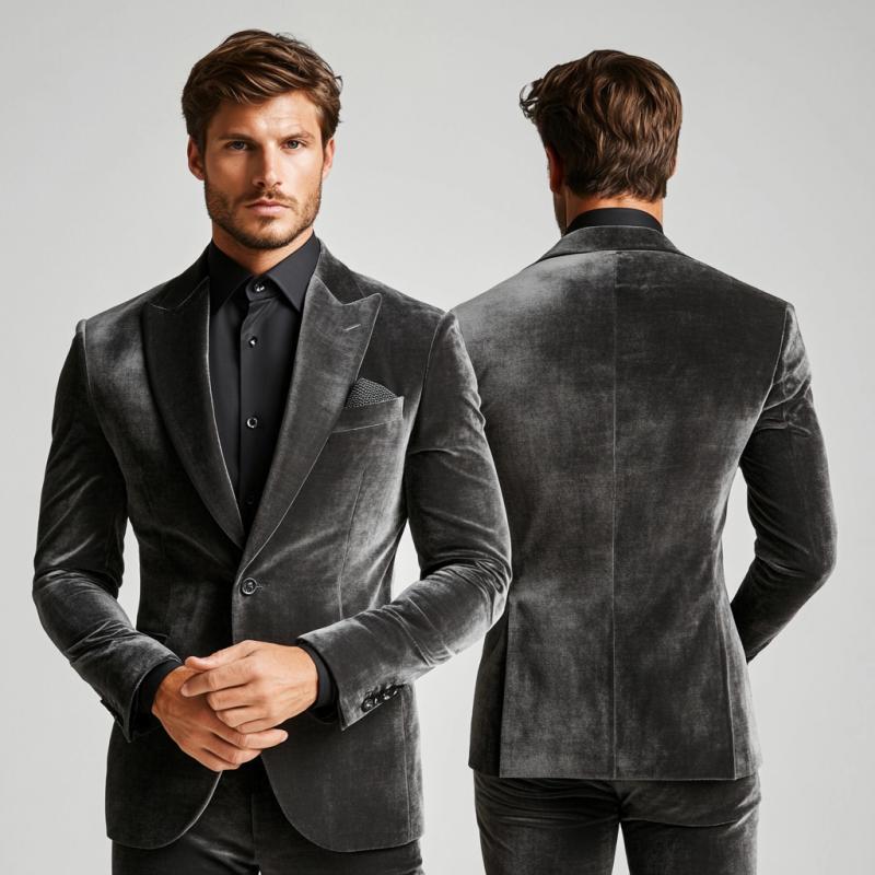Men's Classic Vintage Single Breasted Velvet Blazer 9271925178552
