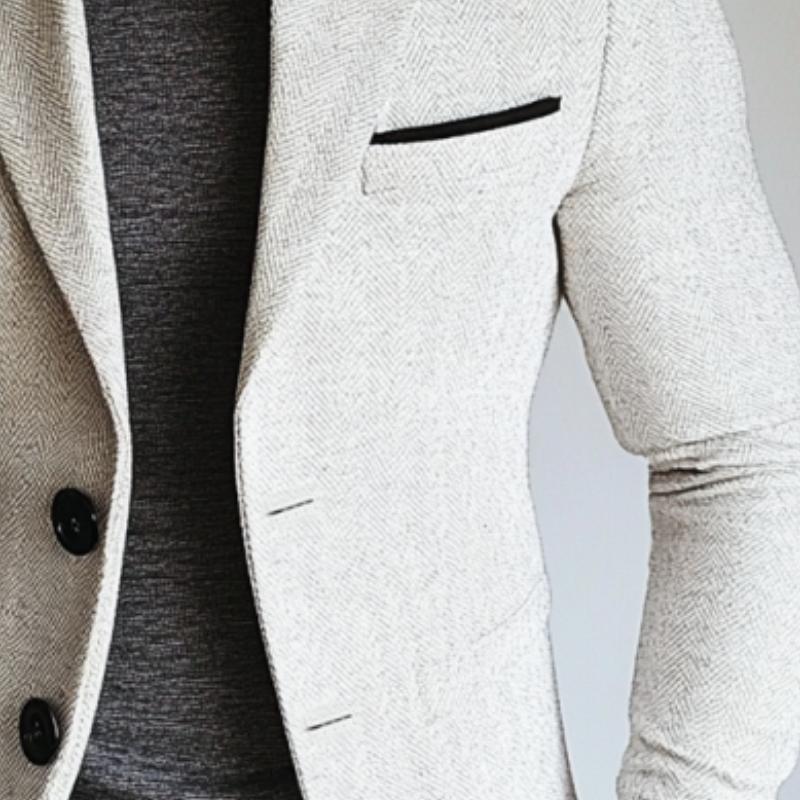 Men's Vintage Herringbone Single Breasted Lapel Blazer 9885321855160