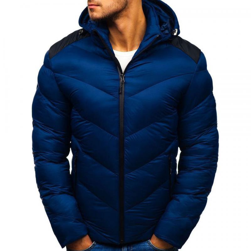 Men's Casual Contrasting Color Hooded Warm Padded Jacket 9261084639416