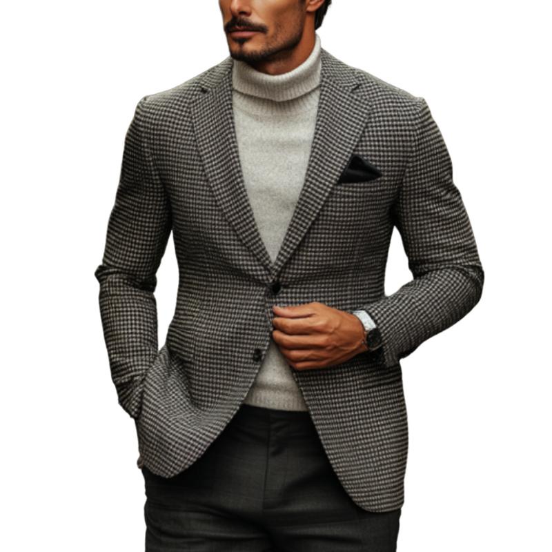 Men's Classic Casual Single Breasted Houndstooth Slim Fit Blazer 9274167001272