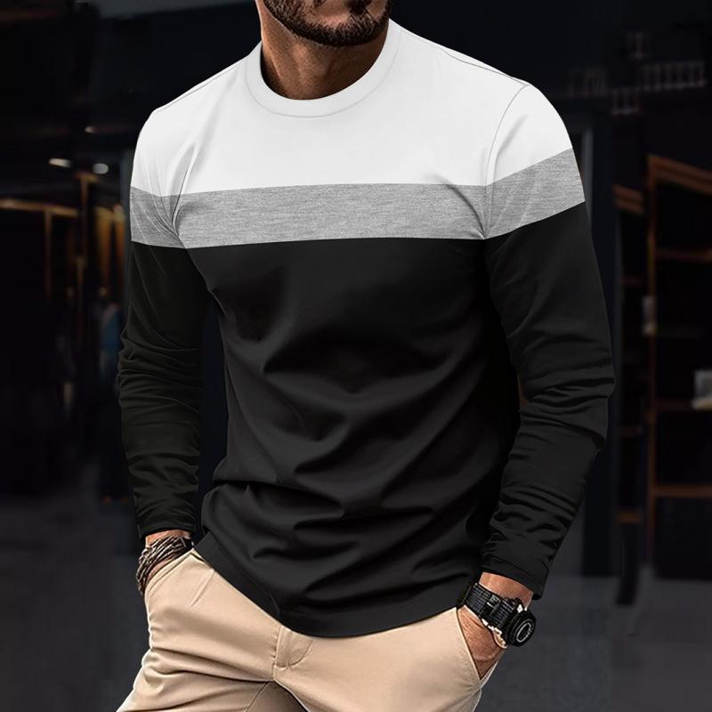Men's Colorblock Round Neck Long Sleeve T-shirt 9261144080568