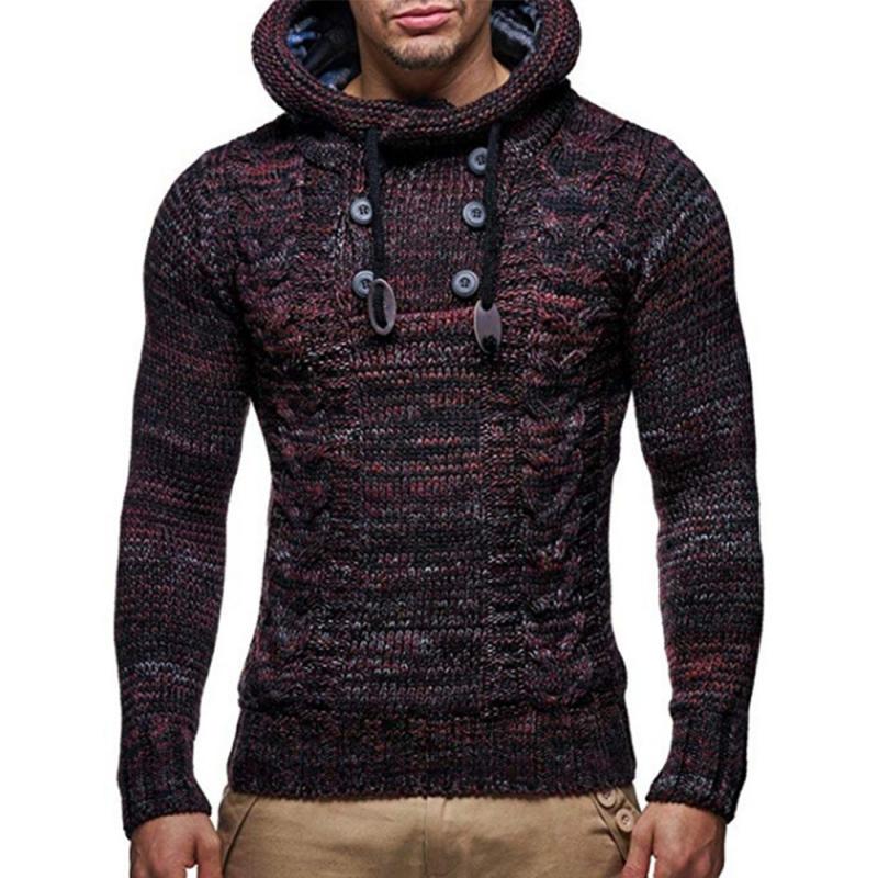 Men's Slim Turtleneck Hooded Pullover Sweater 9262178631864
