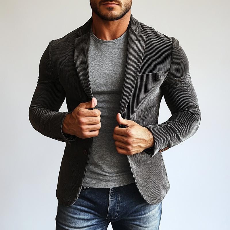 Men's Fashion Corduroy Single Button Blazer 9888005161144