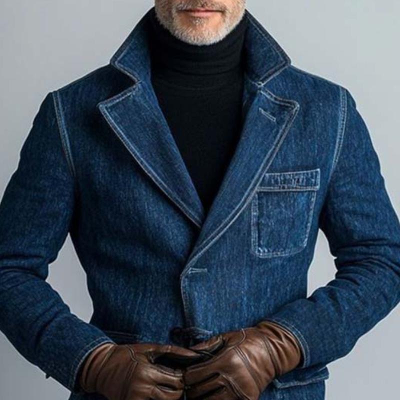 Men's Classic Retro Slim Fit Multi-Pocket Denim Blazer 9274150715576