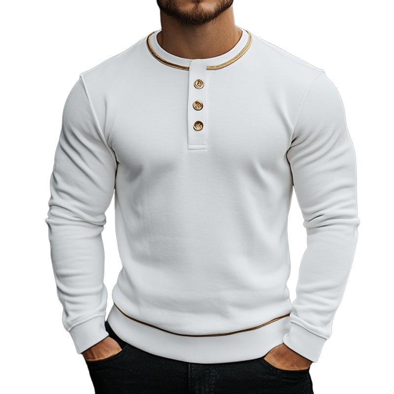 Men's Vintage Casual Solid Color Henley Neck Long Sleeve T-Shirt 9873517248696