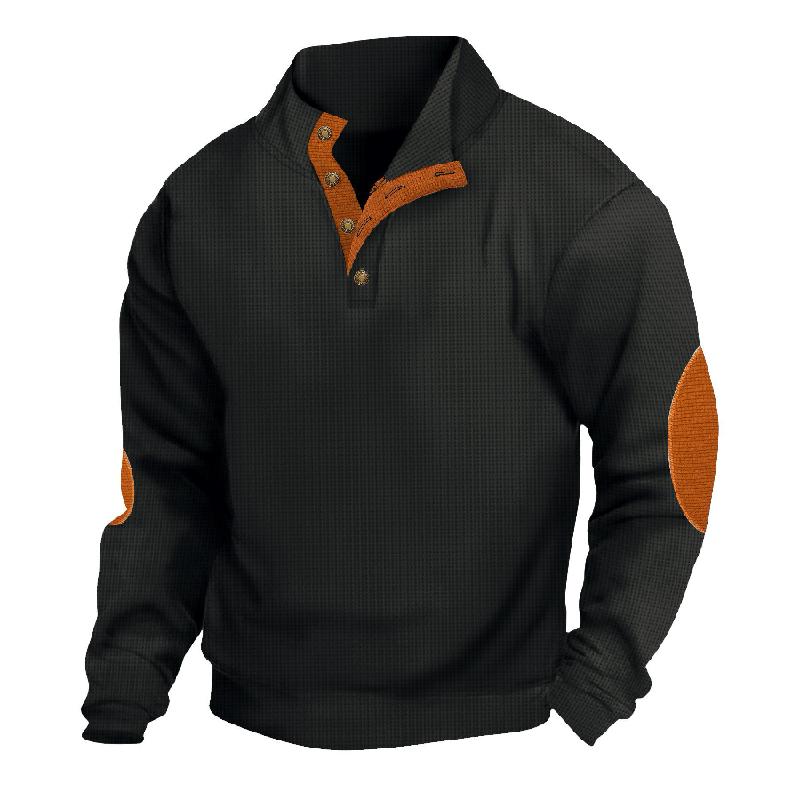 Men's Outdoor Casual Stand Collar Waffle Sweatshirt 9267507626168