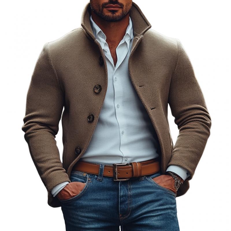 Men's Vintage Twill Lapel Single Breasted Short Coat 9873519640760