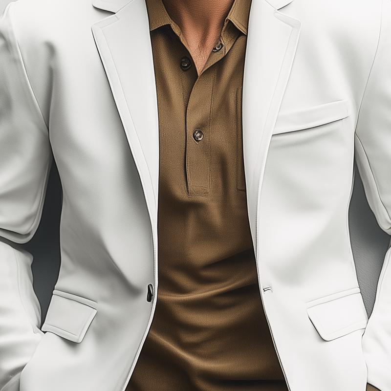 Men's Solid Color Notch Lapel One Button Blazer 9873520656568