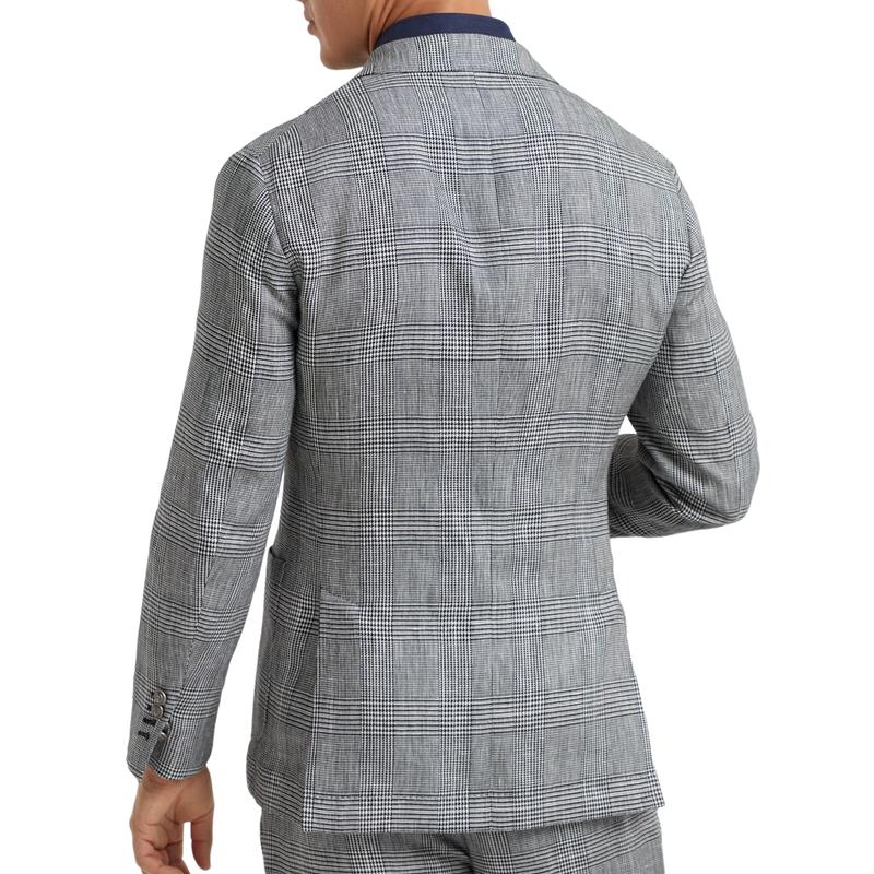 Men's Classic Lapel Double Breasted Slim Fit Check Blazer 9890062074040