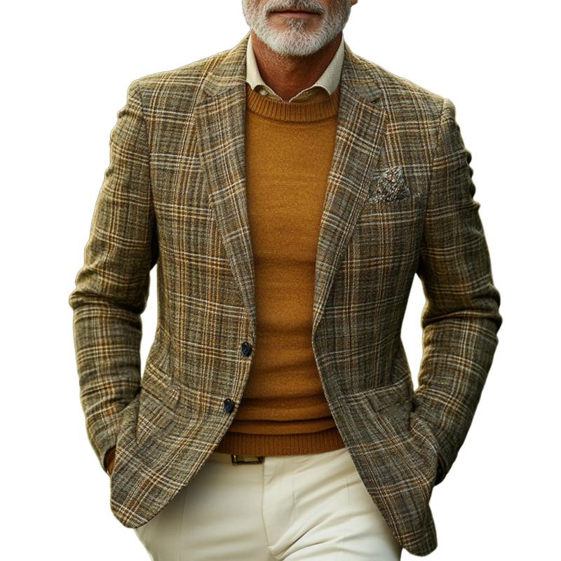 Men's Vintage Plaid Blazer 9877215871160