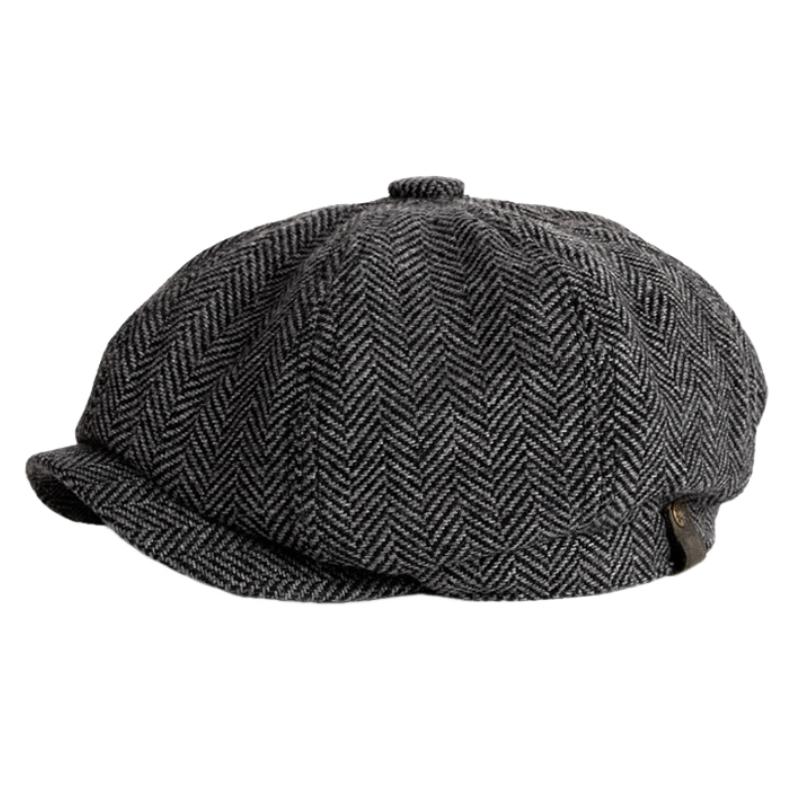 Men's Vintage Herringbone Woolen Beret 9877927559352