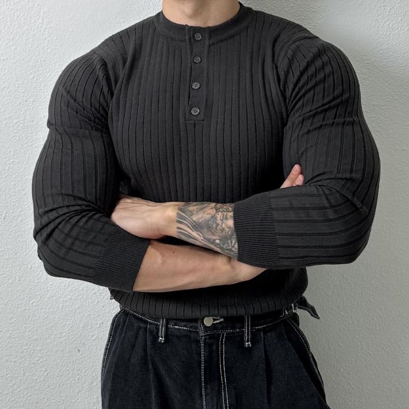 Men's Vintage Casual Solid Henley Sweater 9262180368568