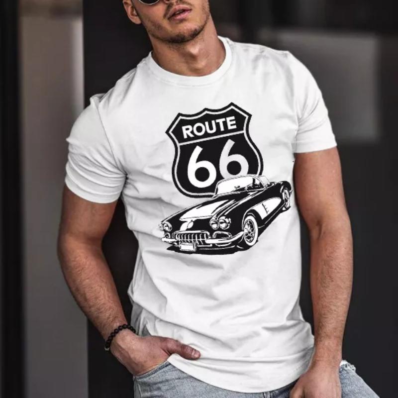 Men's Casual Route 66 Crew Neck Short Sleeve T-Shirt 9261144834232