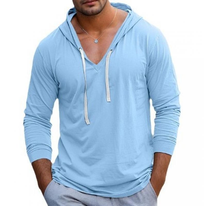 Men's Casual Hooded Cotton Blended Slim Fit Long Sleeve T-Shirt 9261137658040