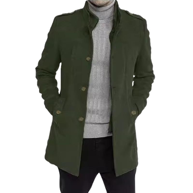 Men's Stand Collar Solid Color Zipper Jacket Fake Two-Piece Coat 9261104169144