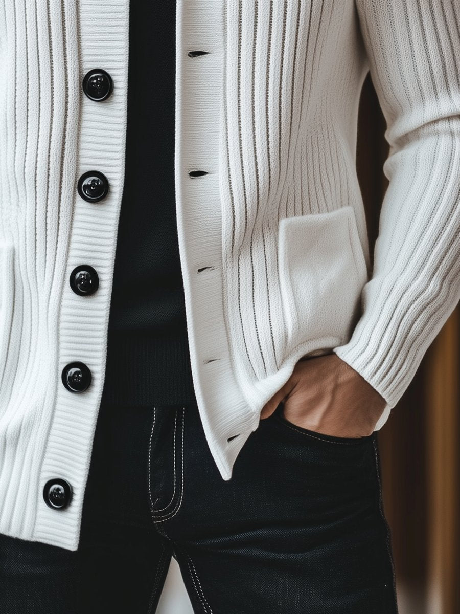 Men's Casual Stand Collar Button Knit Cardigan 9888736313528