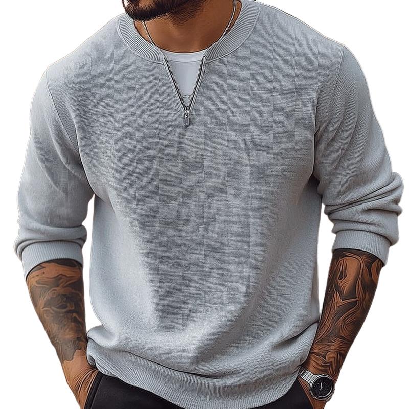 Men's Fashion Solid Color Round Neck Long Sleeve Casual Sweatshirt 9886818762936