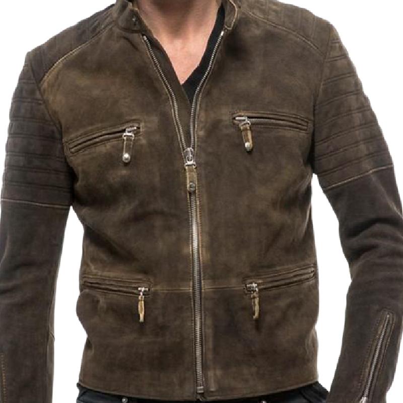 Men's Classic Stand Collar Zipper Suede Jacket 9272270553272
