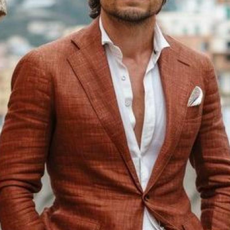 Men's Classic Casual Single Breasted Linen Blazer 9273157124280