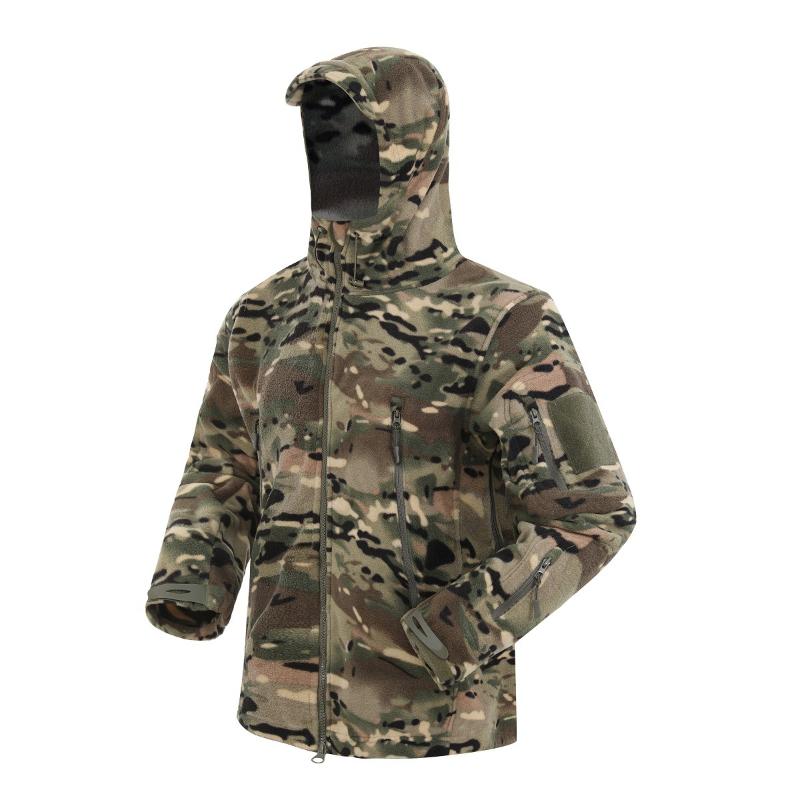 Men's Hooded Outdoor Warm Camouflage Fleece Jacket 9261111345336