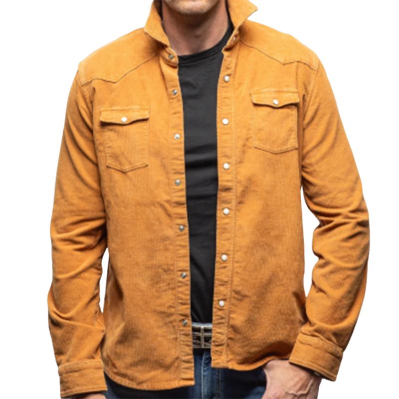 Men's Classic Casual Corduroy Long Sleeve Shirt 9890062663864