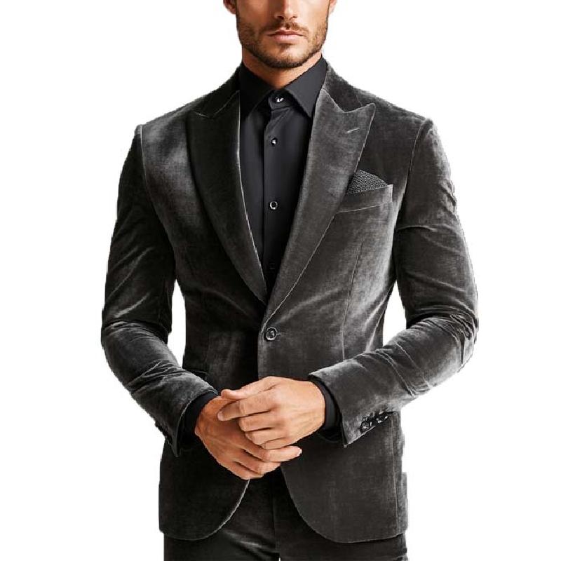 Men's Classic Vintage Single Breasted Velvet Blazer 9271925178552