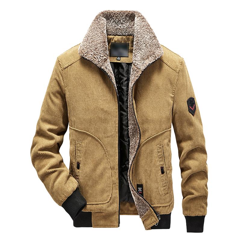 Men's Stand Collar Corduroy Warm Jacket 9261097681080