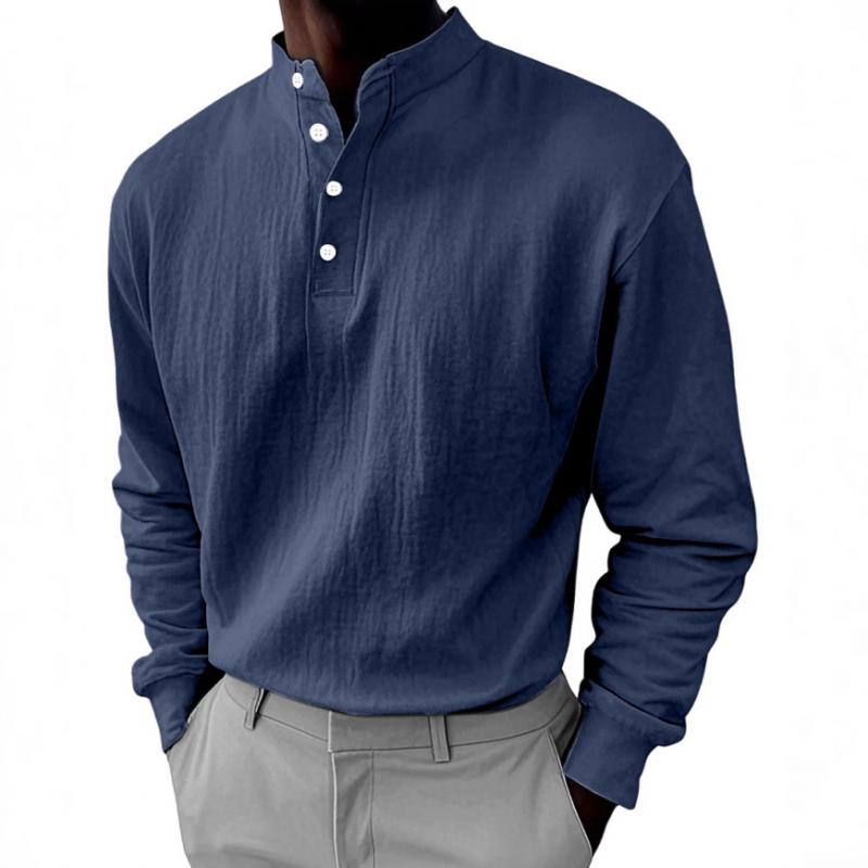 Men's Casual Button-down Collar Loose Pullover Sweatshirt 9268189823160