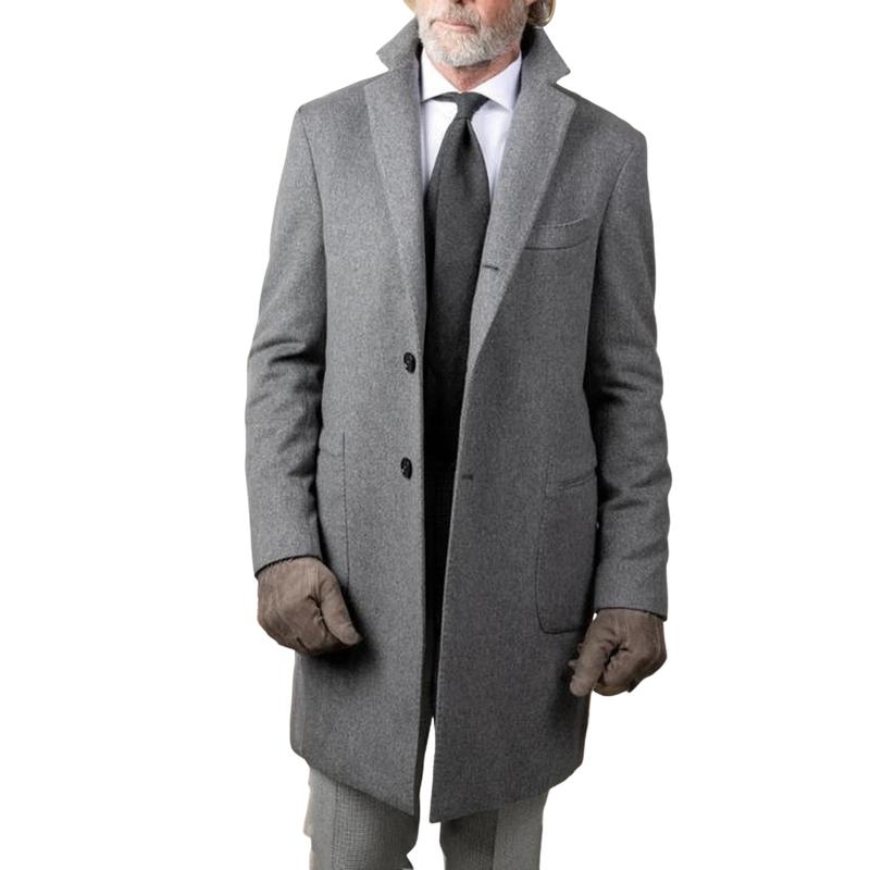 Men's Casual Mid-Length Woolen Single-Breasted Coat 9261112197304