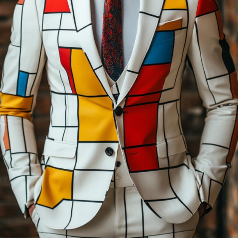 Men's Classic Retro Artist Print Slim Fit Single Breasted Blazer 9274169065656