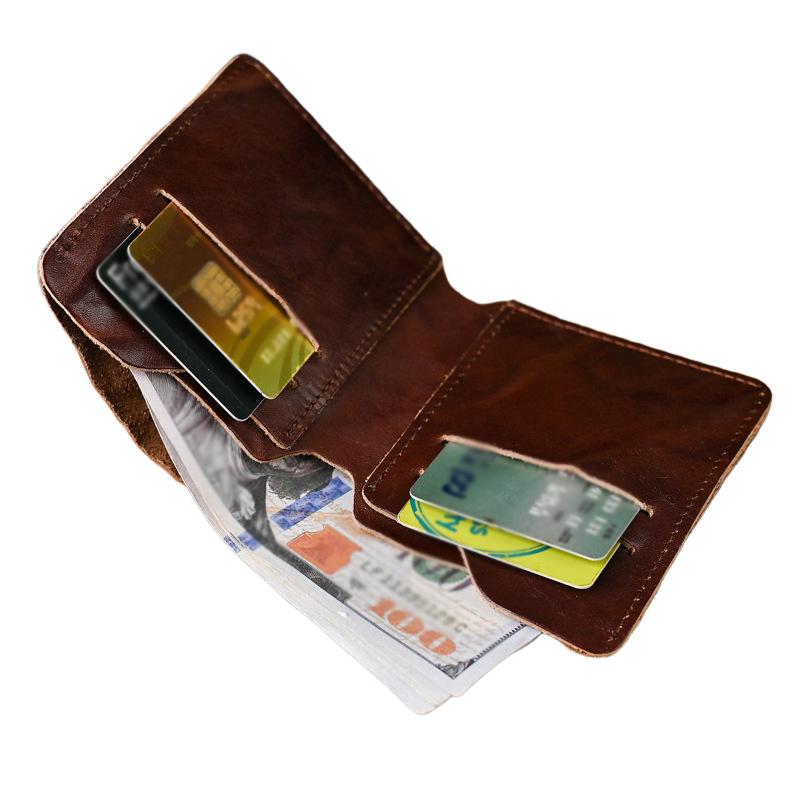 Men's Vintage Top Layer Cowhide Distressed Wrinkled Wallet 9880240095416