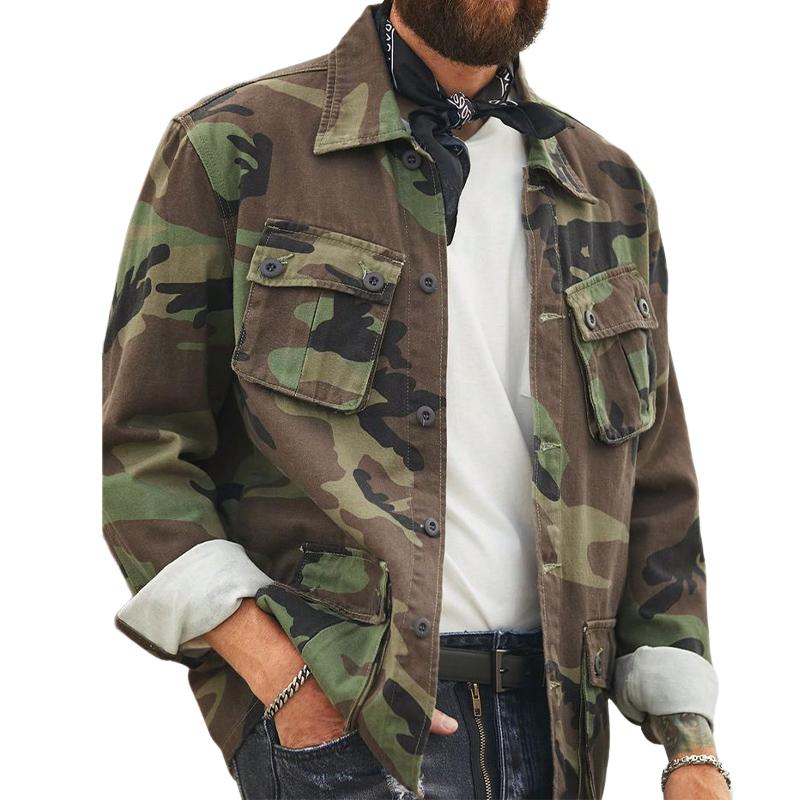 Men's Camouflage Print Long Sleeve Shirt 9880237637816