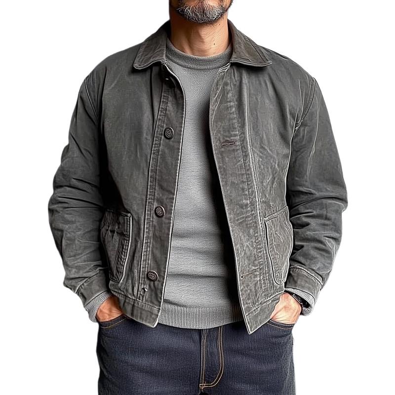 Men's Retro Denim Lapel Single Breasted Casual Jacket 9260834619576