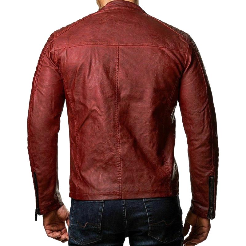 Men's PU Leather Windproof Biker Leather Jacket 9261095157944