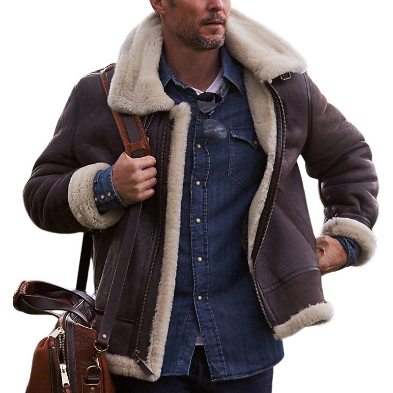 Men's Suede Lambswool Paneled Jacket 9272270717112