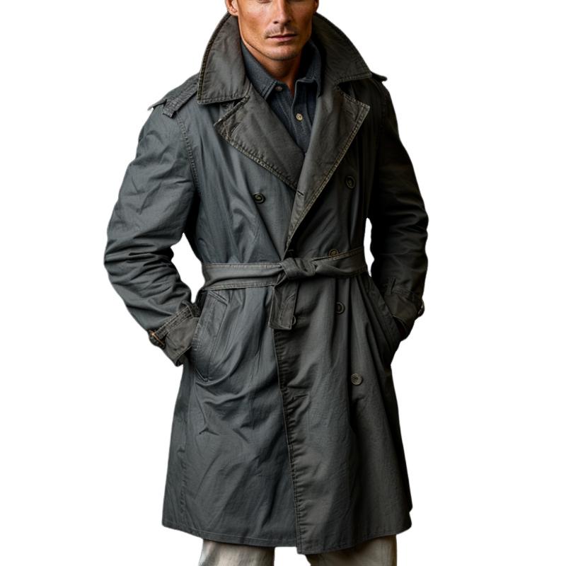 Men's Retro Mid-Length Lapel Trench Coat 9261108494520