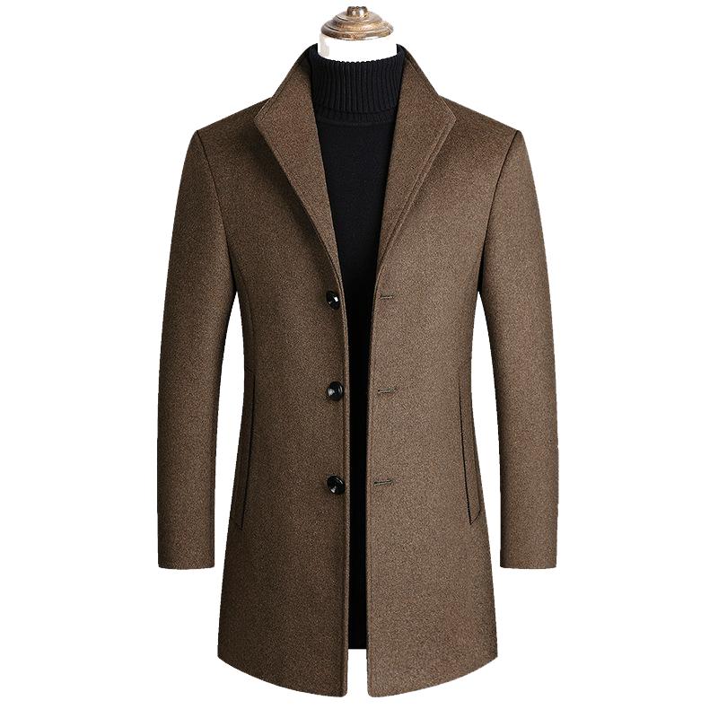 Men's Lapel Single Breasted Woolen Coat 9261100564664