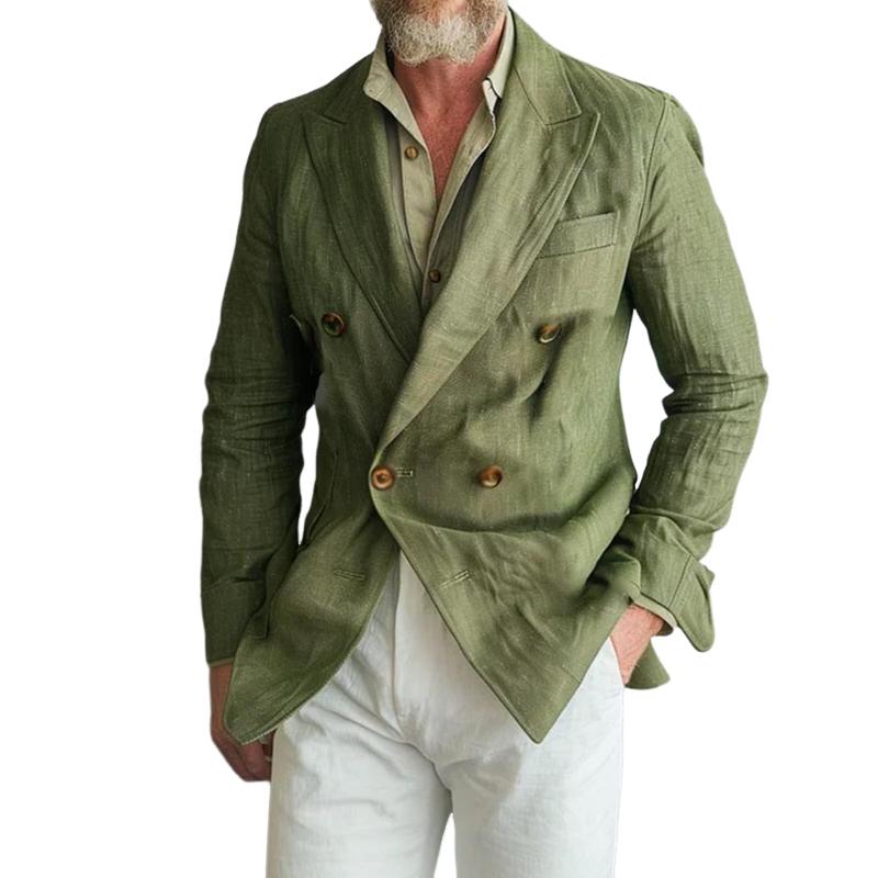 Men's Vintage Solid Double Breasted Blazer 9261086310584