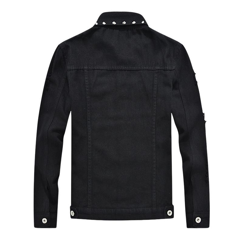 Men's Riveted Motorcycle Denim Ripped Jacket 9266613092536